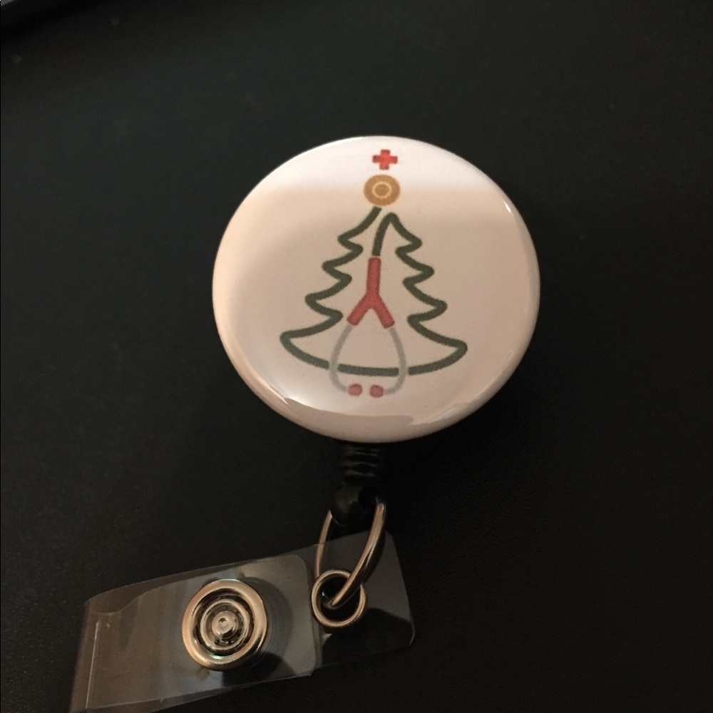Stethoscope Christmas Tree ID Badge Reel